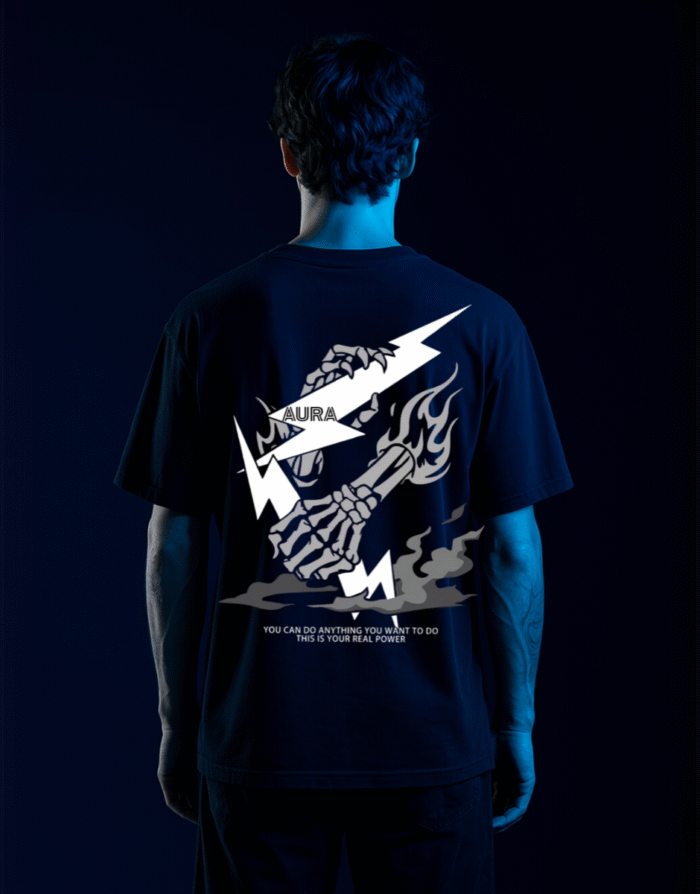 Real Power Skeleton Grip Oversized Unisex Tee - Image 1