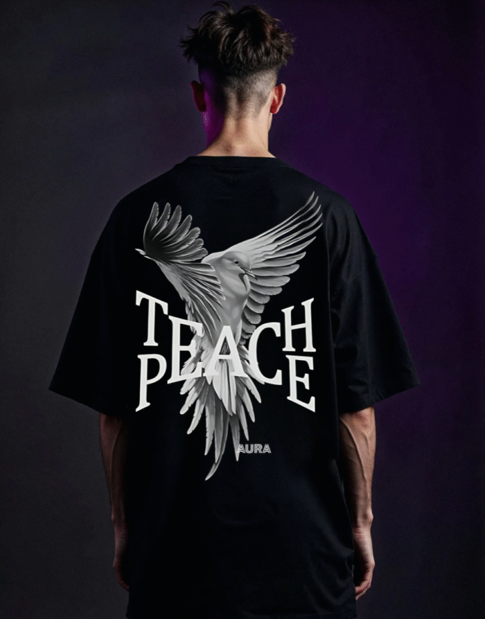 Teach Peace Dove Oversized Unisex Tee - Image 1