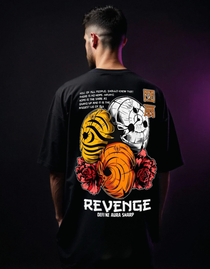 Masked Revenge Anime Oversized Unisex Tee - Image 1