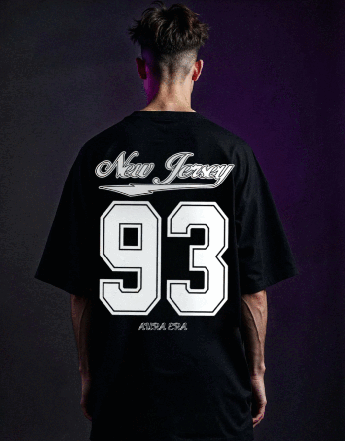 New Jersey 93 Varsity Oversized Unisex Tee - Image 1