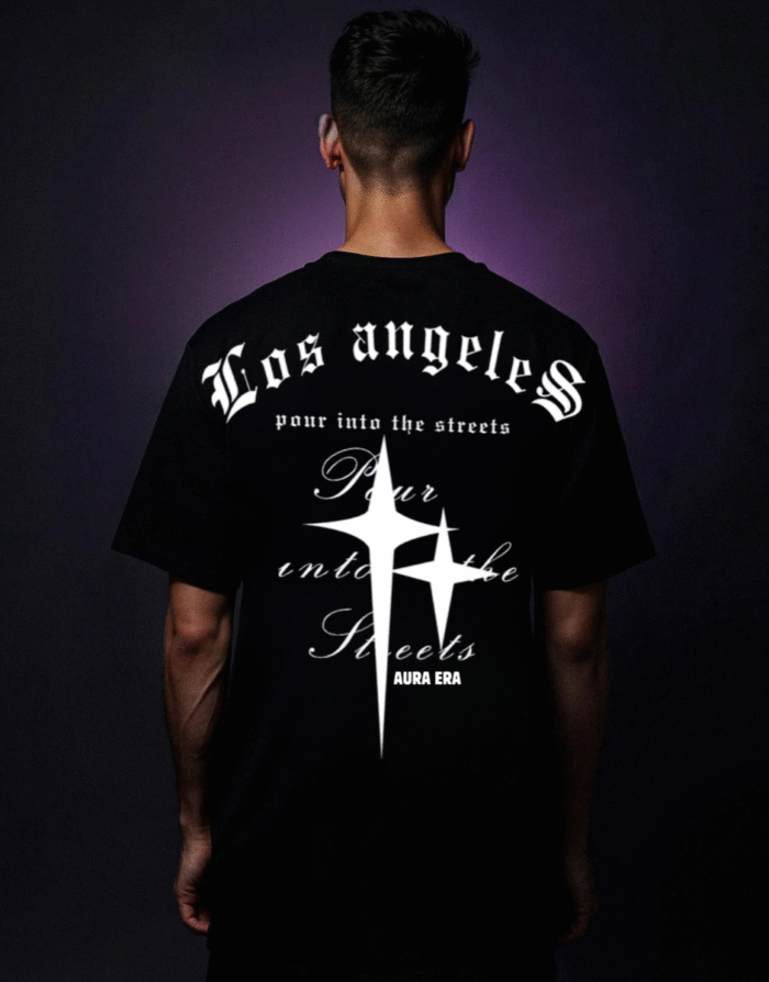 Los Angeles Streets Cross Oversized Unisex Tee - Image 1