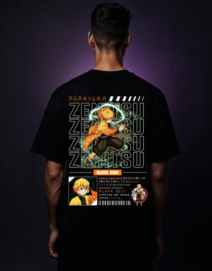 Zenitsu Thunder Flash Oversized Unisex Tee - Image 1