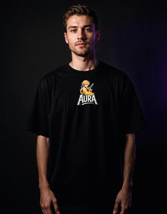 Zenitsu Thunder Flash Oversized Unisex Tee - Image 2