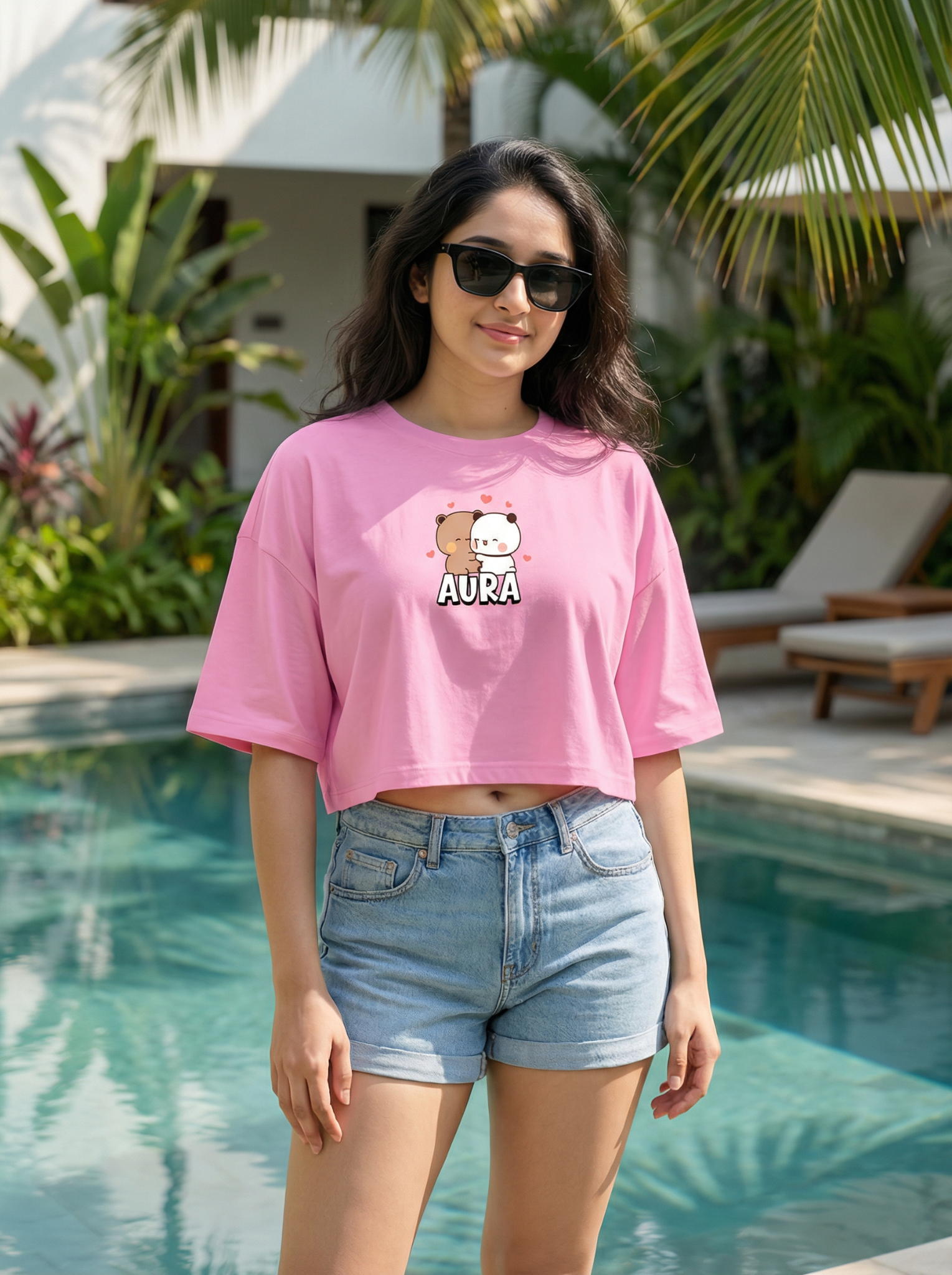 2 Love Bears Oversized Crop Top - Image 1