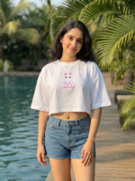 Cute Bunny Oversized Crop Tee - Image 4